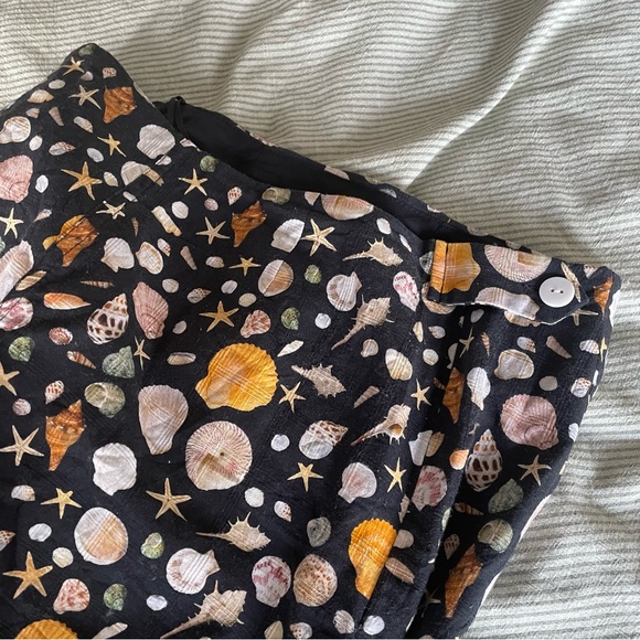 Rachel Antonoff Birdie Slim Straight Black Seashell Print Cigarette Pants 0 EUC - Picture 6 of 13